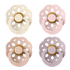 BIBS Colour rund sut str. 2, latex – Ivory/Blush/Woodchuck (4-pack) - MamaMilla