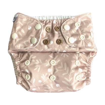 The Swedish Forest | Pocket Diaper | Slim 3-15kg: Humleblomster beige / No inserts - - MamaMilla
